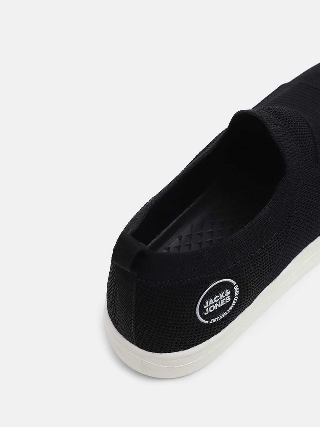 Black Melange Slip-On Sneakers