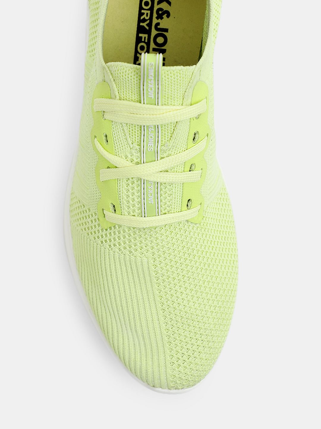 Lime Green Stretch Lace-Up Sneakers