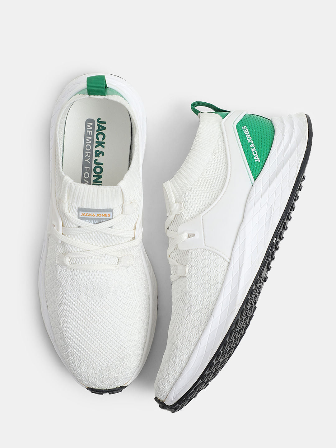 White Knit Lace-Up Sneakers