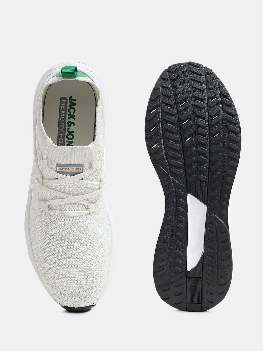 White Knit Lace-Up Sneakers