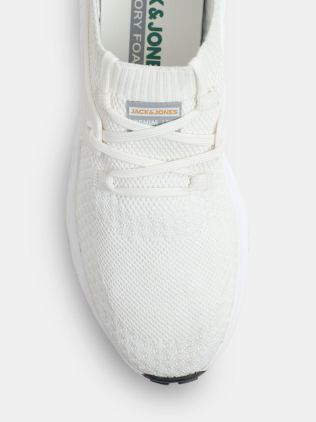 White Knit Lace-Up Sneakers