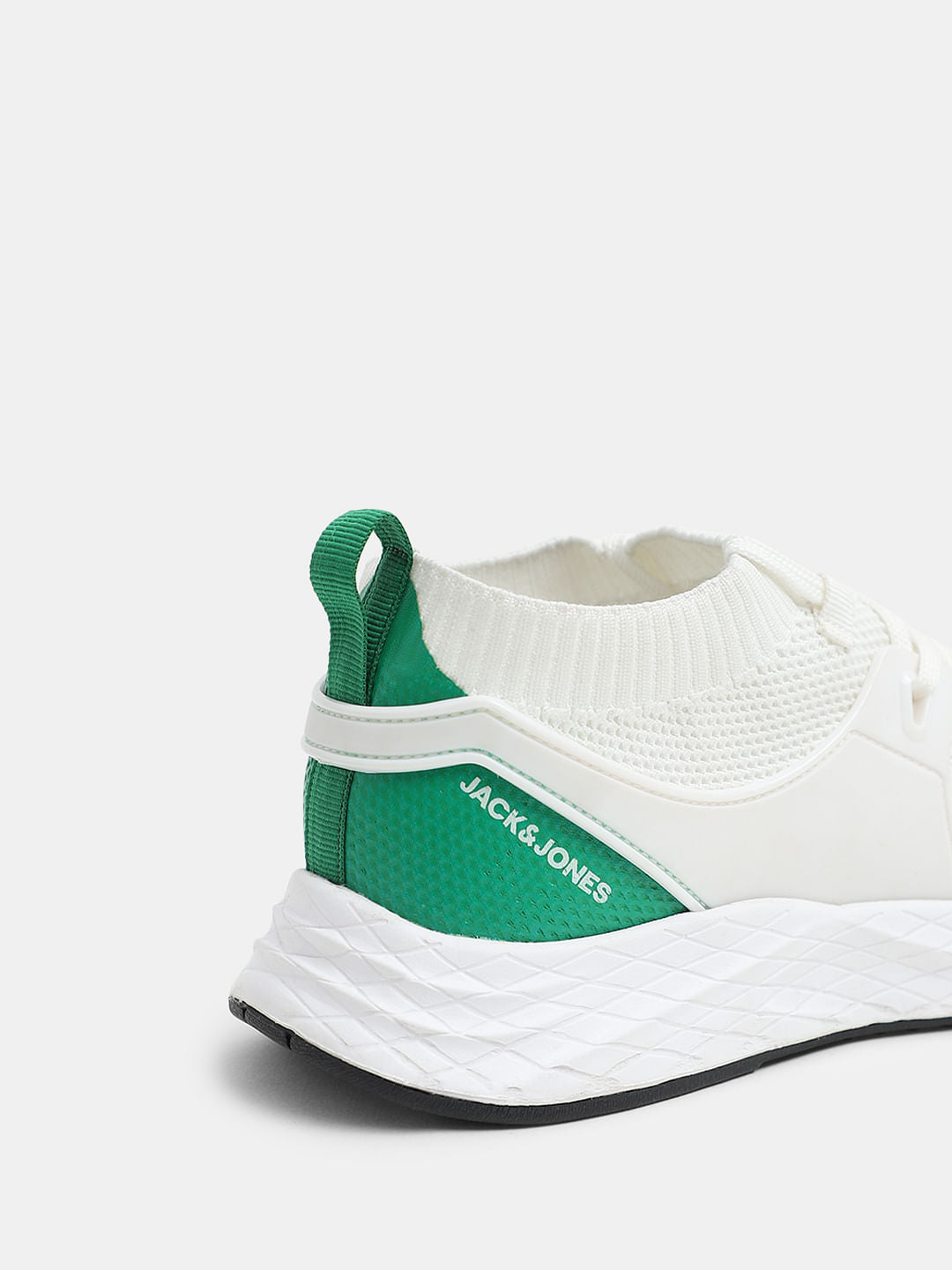 White Knit Lace-Up Sneakers