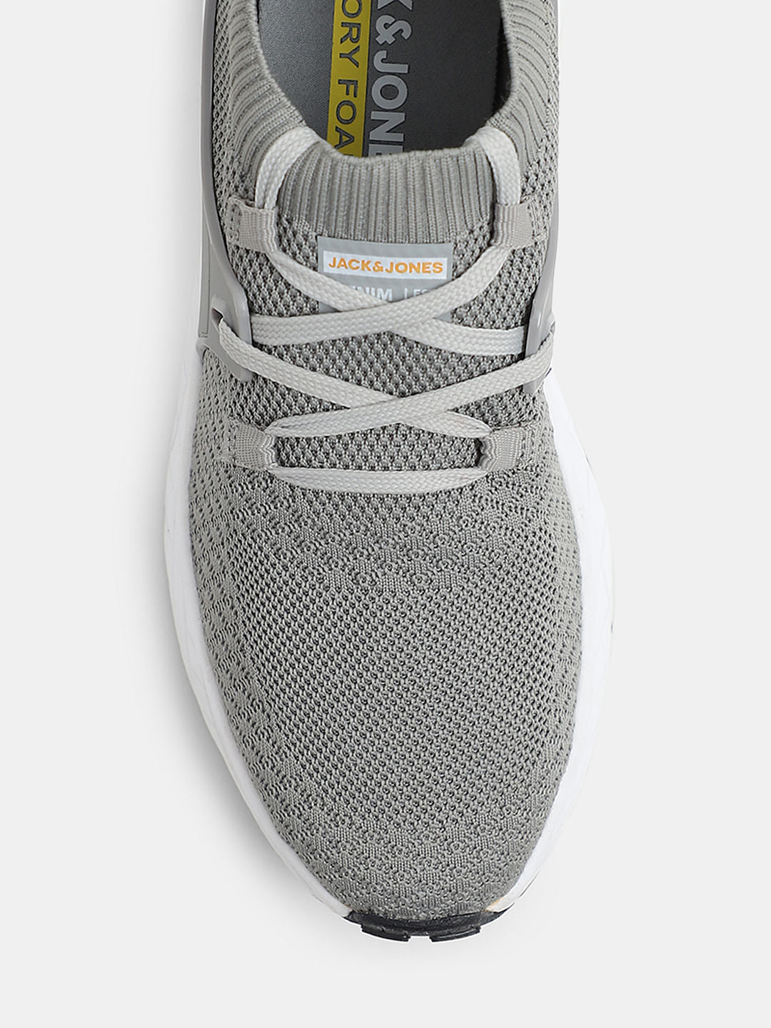 Grey Knit Lace-Up Sneakers