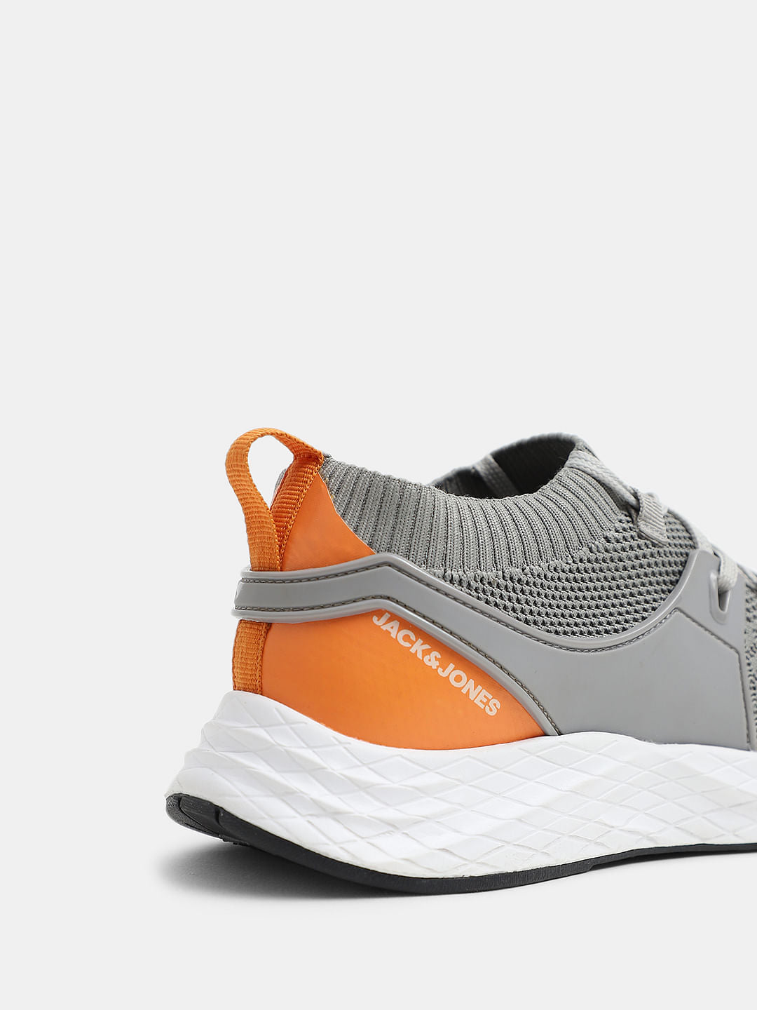Grey Knit Lace-Up Sneakers