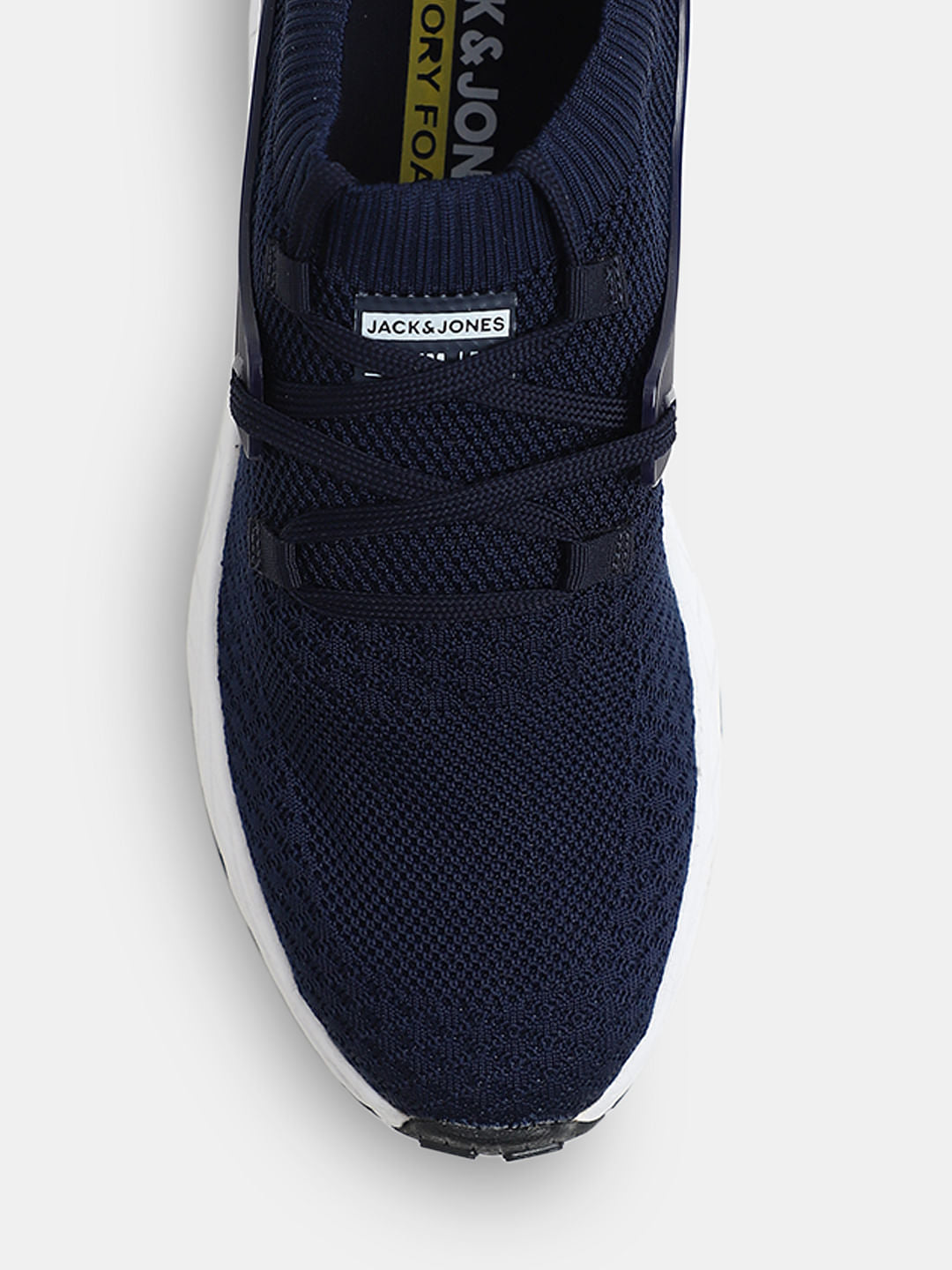 Dark Blue Knit Lace-Up Sneakers