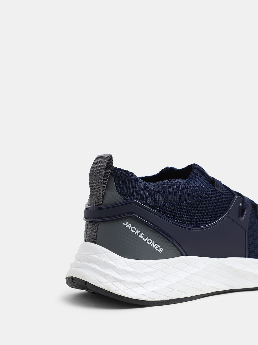 Dark Blue Knitted Lace Up Sneakers