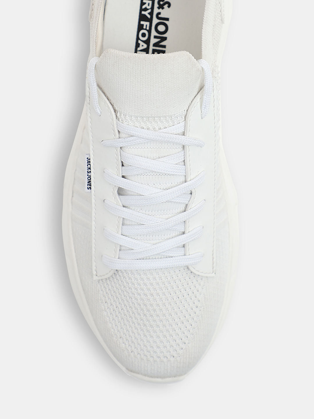 White Knit Lace-Up Sneakers