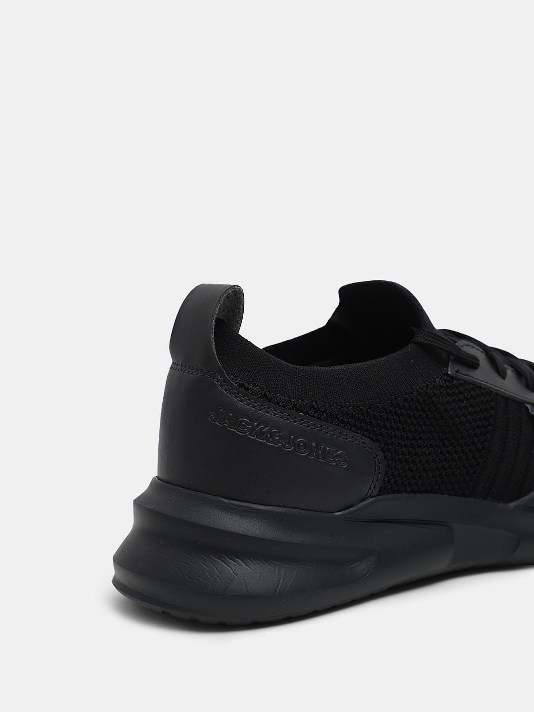 Black Knit Lace-Up Sneakers