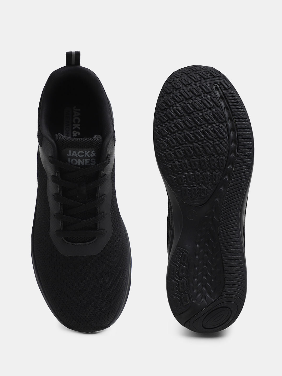 Black Knit Lace-Up Sneakers
