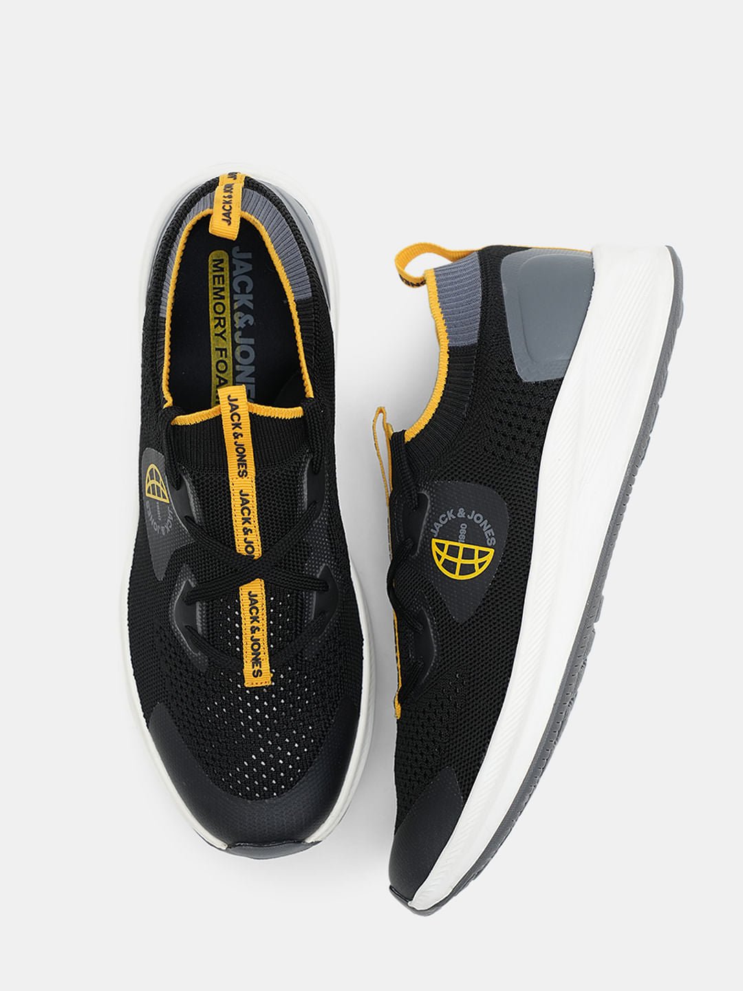 Black Colourblocked Knit Sneakers