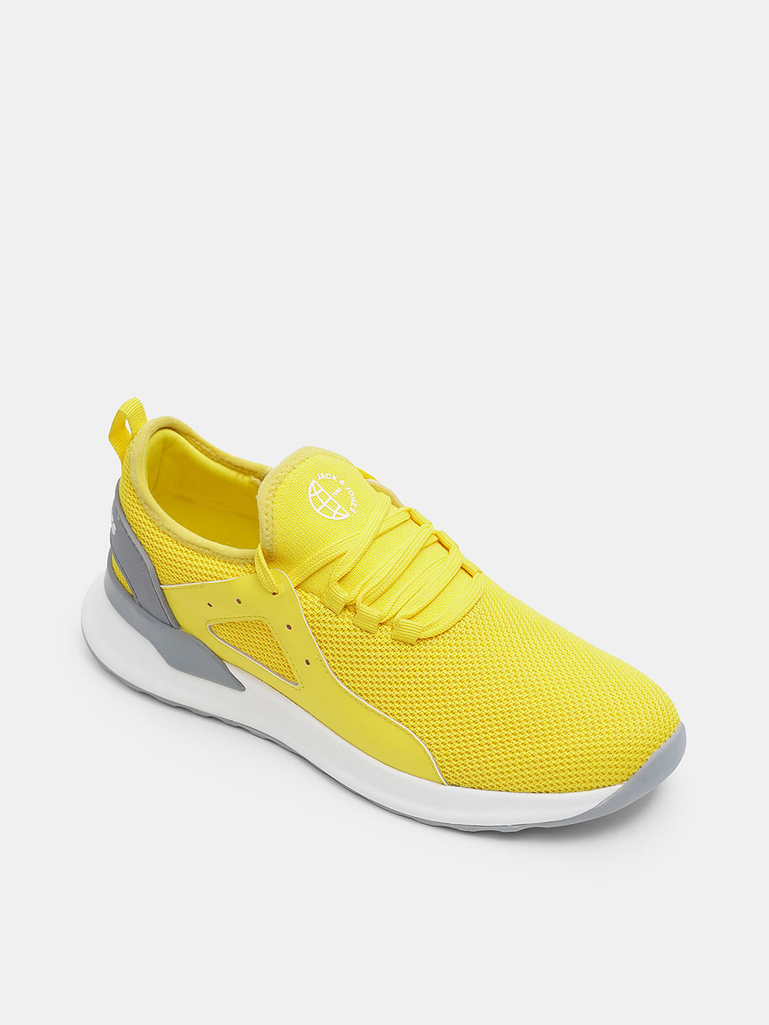 Yellow Knit Lace-Up Sneakers