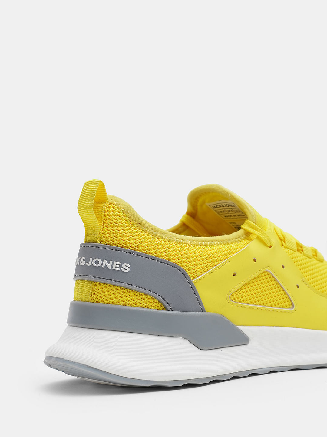 Yellow Knit Lace-Up Sneakers