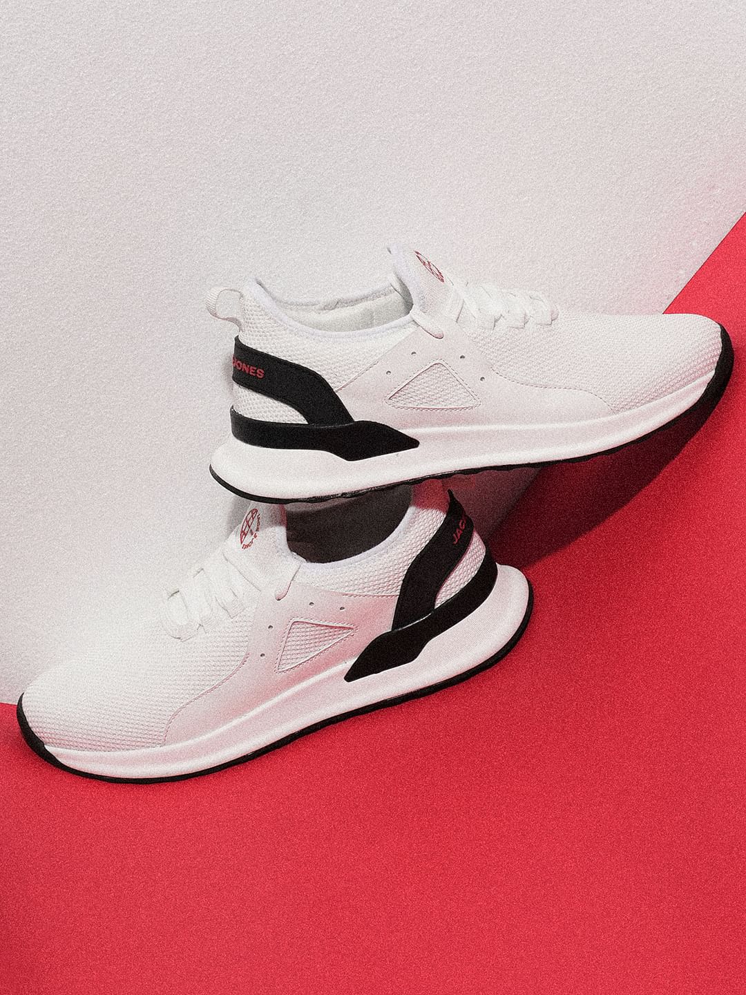 White Knit Lace-Up Sneakers