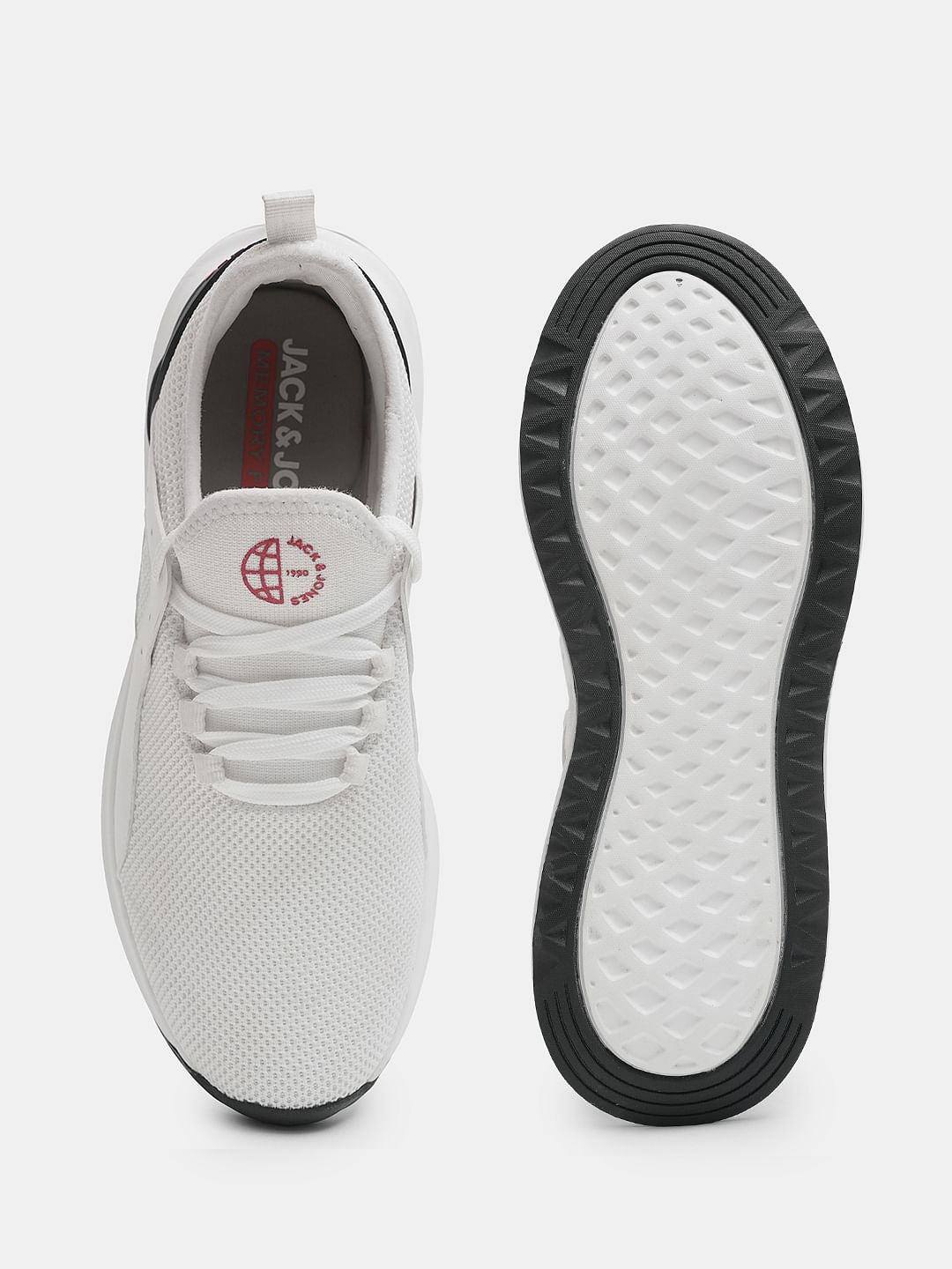 White Knit Lace-Up Sneakers