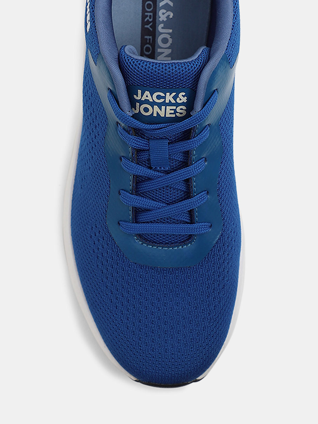 Blue Knit Lace-Up Sneakers