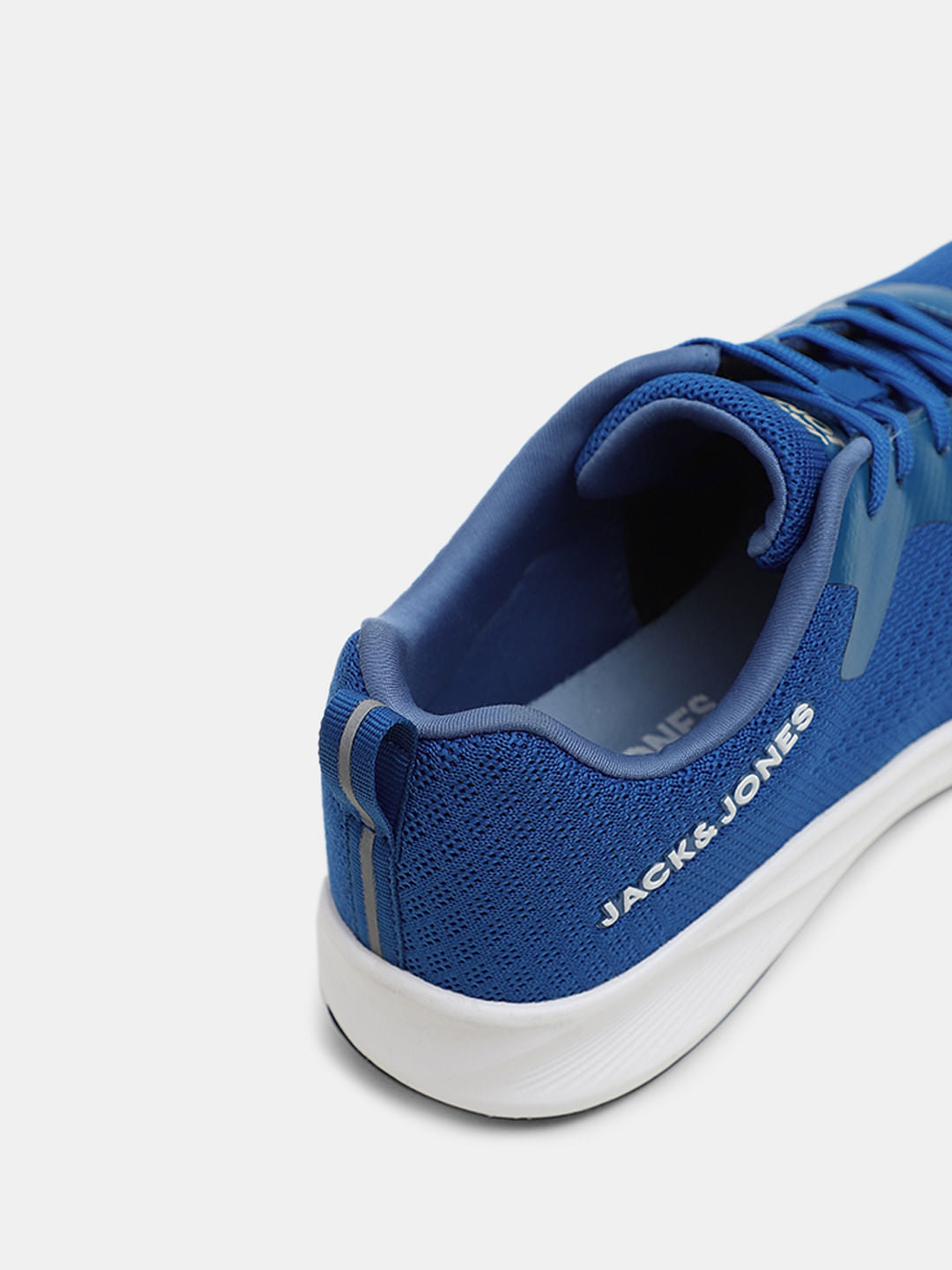 Blue Knit Lace-Up Sneakers