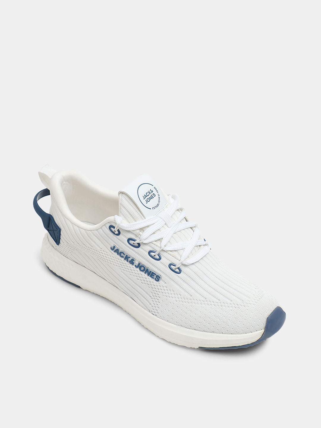 White Knit Lace-Up Sneakers