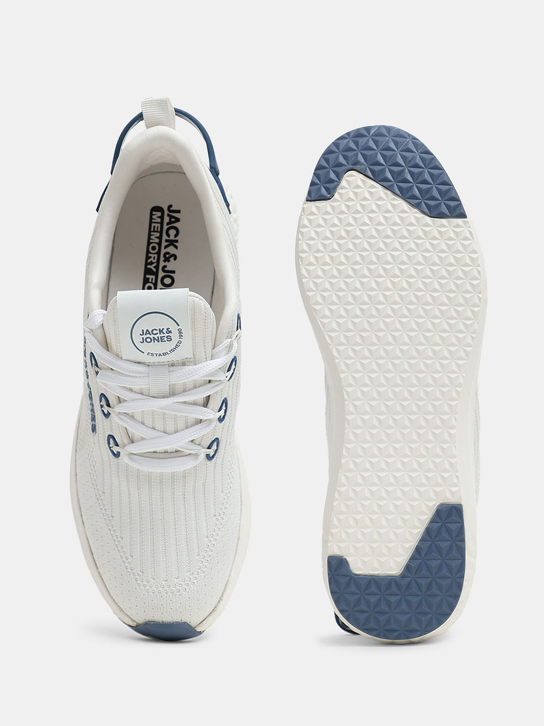White Knit Lace-Up Sneakers