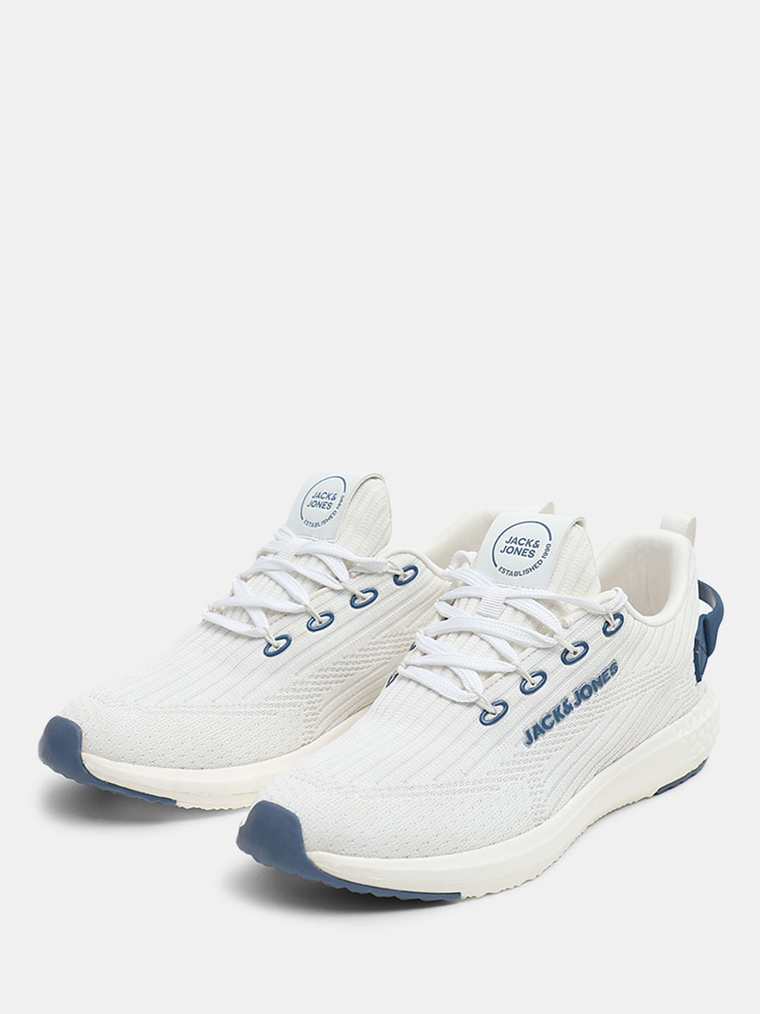 White Knit Lace-Up Sneakers