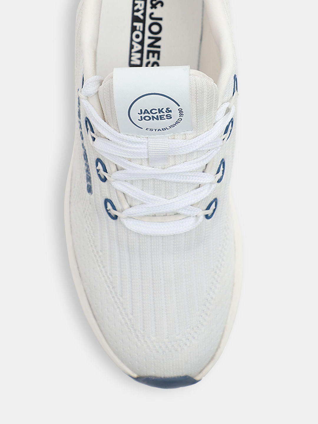 White Knit Lace-Up Sneakers