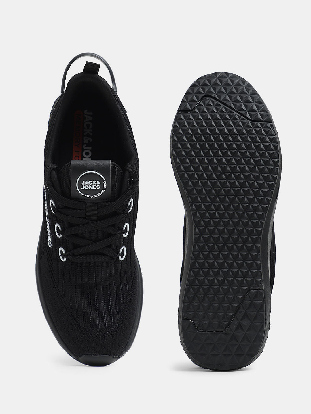 Black Knit Lace-Up Sneakers