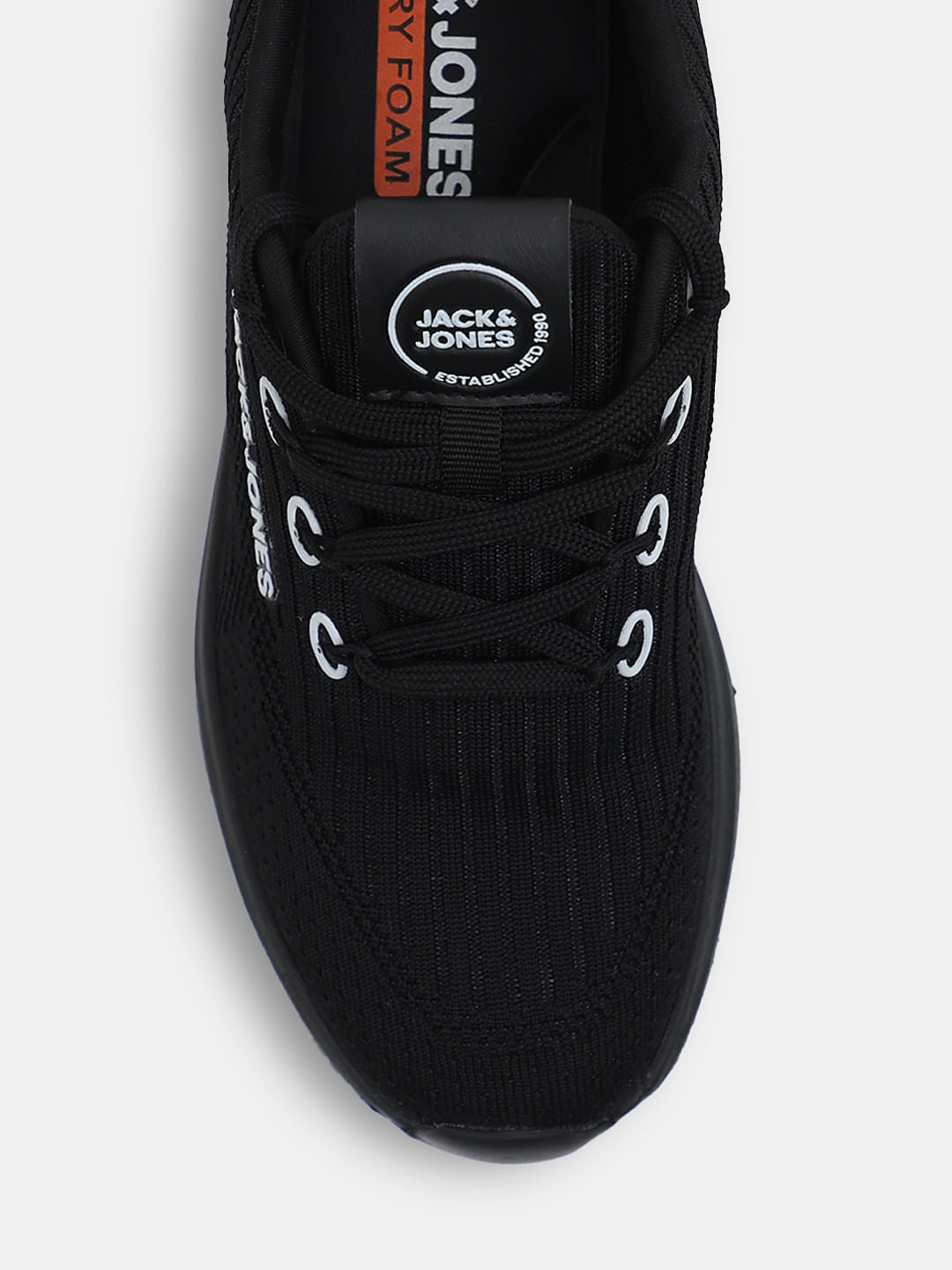 Black Knit Lace-Up Sneakers