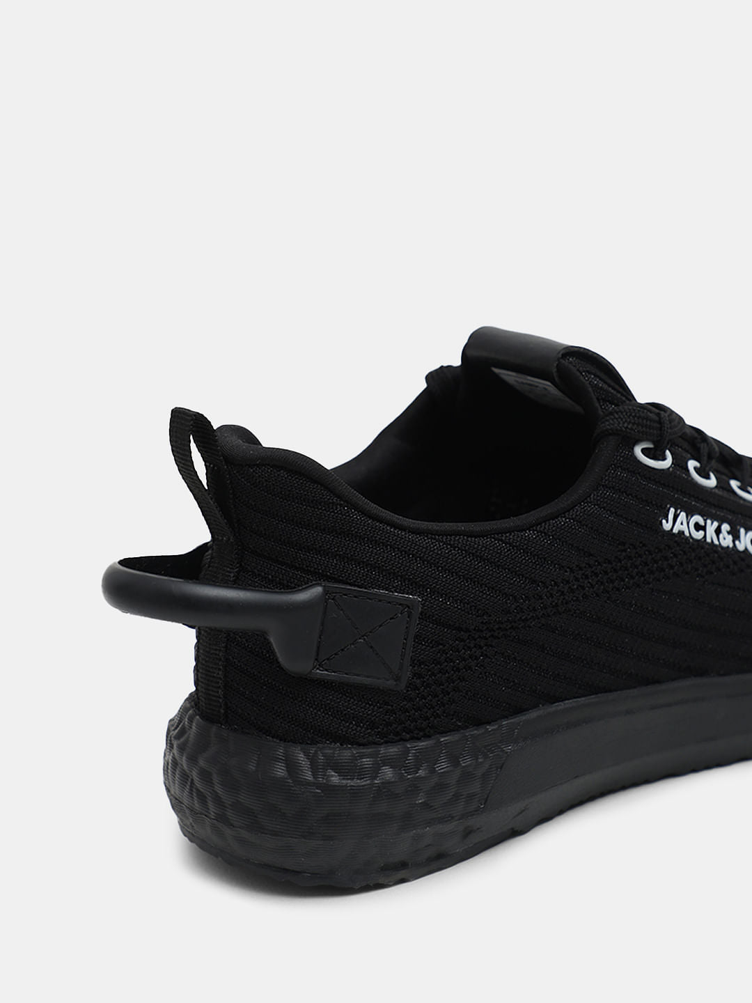 Black Knit Lace-Up Sneakers