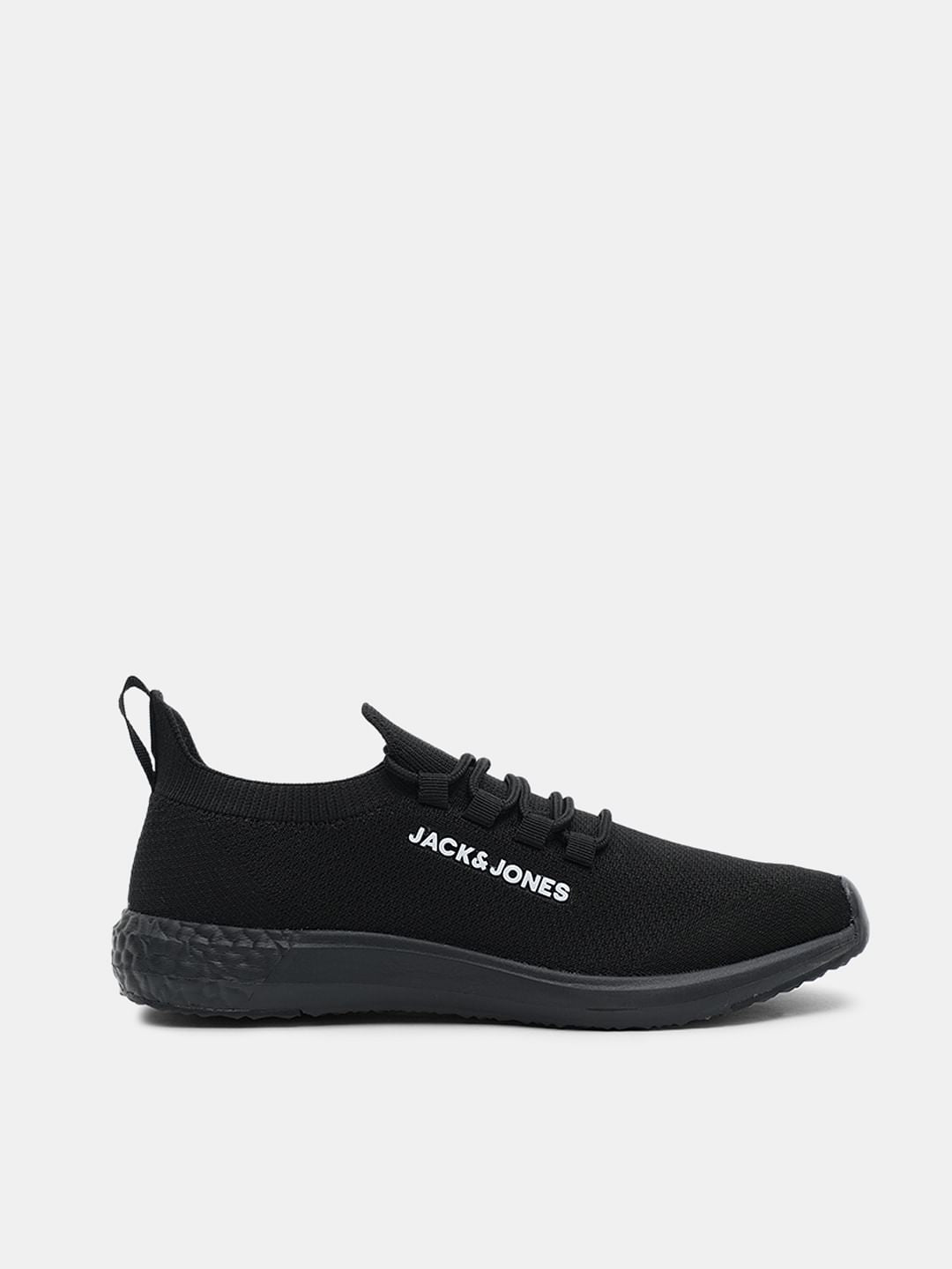 Black & Orange Knit Lace-Up Sneakers