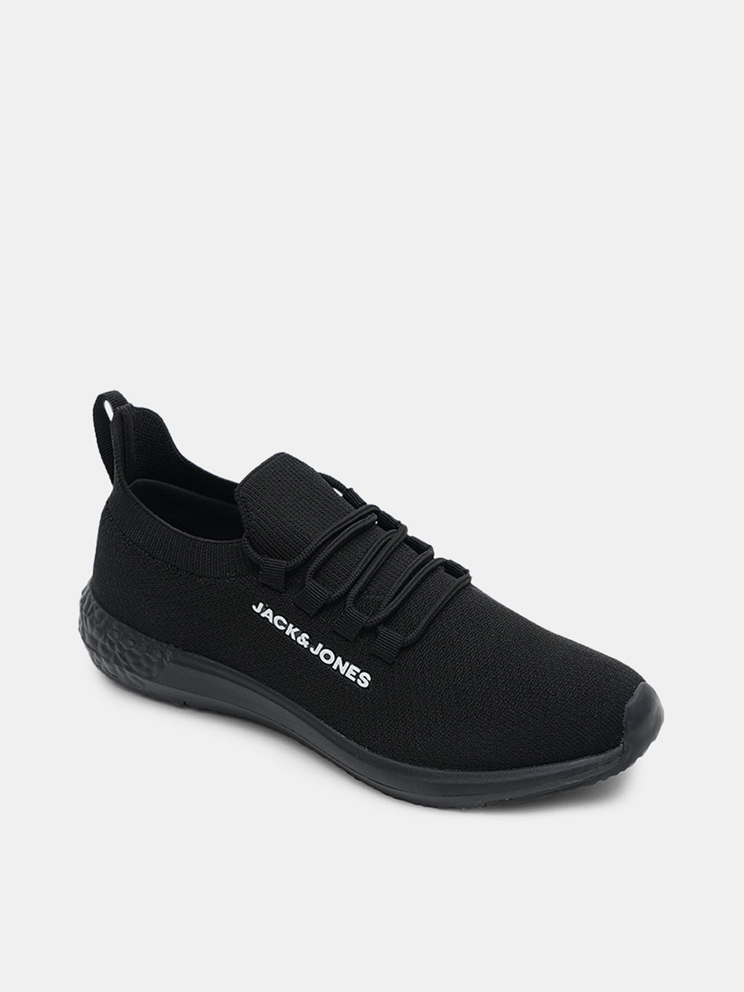 Black & Orange Knit Lace-Up Sneakers