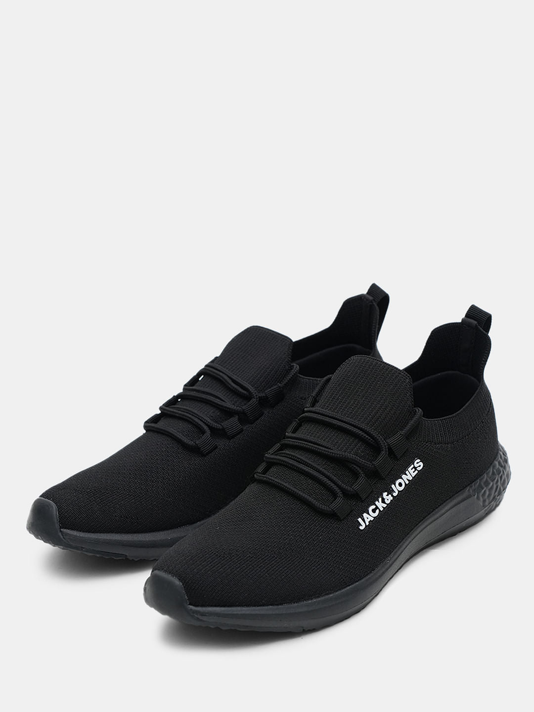 Black & Orange Knit Lace-Up Sneakers