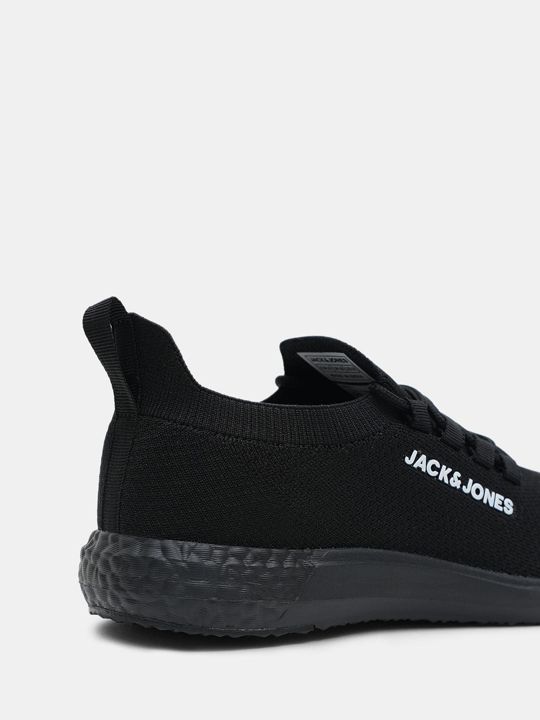 Black & Orange Knit Lace-Up Sneakers