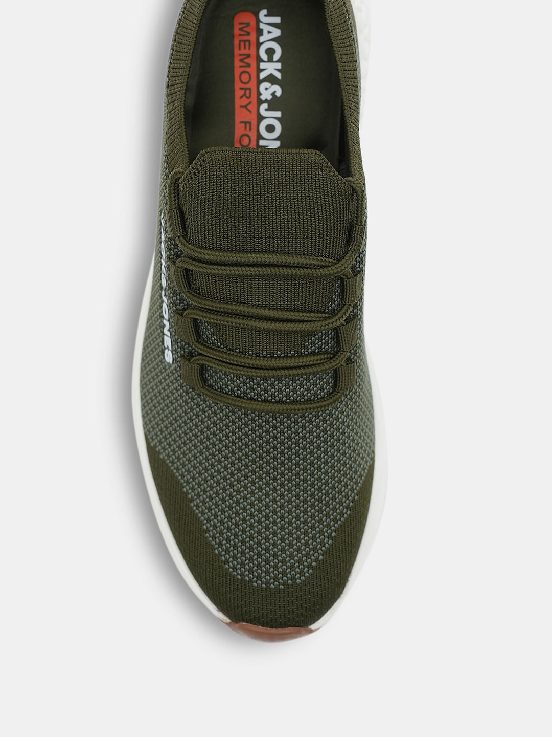 Olive & Orange Knit Lace-Up Sneakers