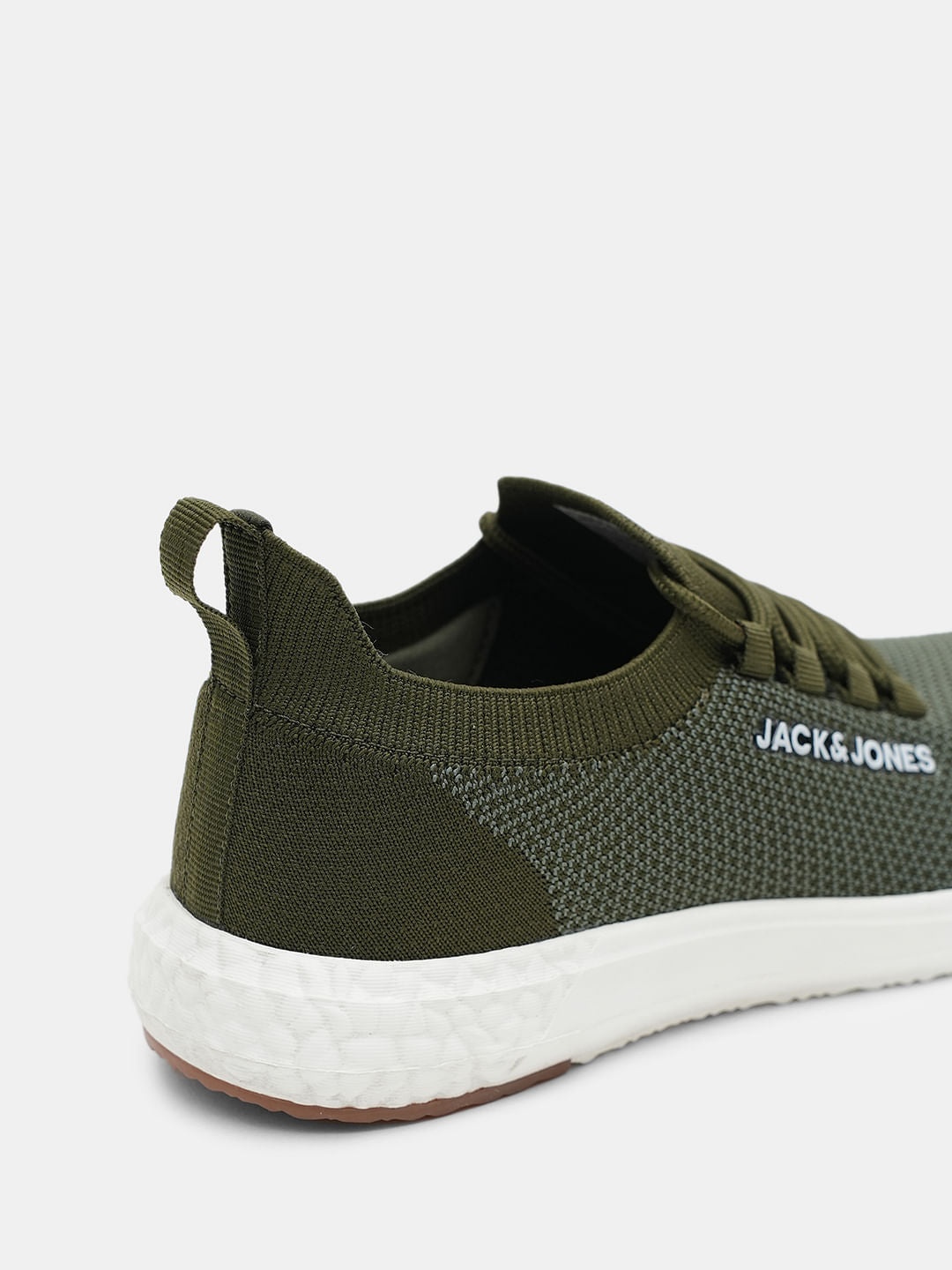 Olive & Orange Knit Lace-Up Sneakers