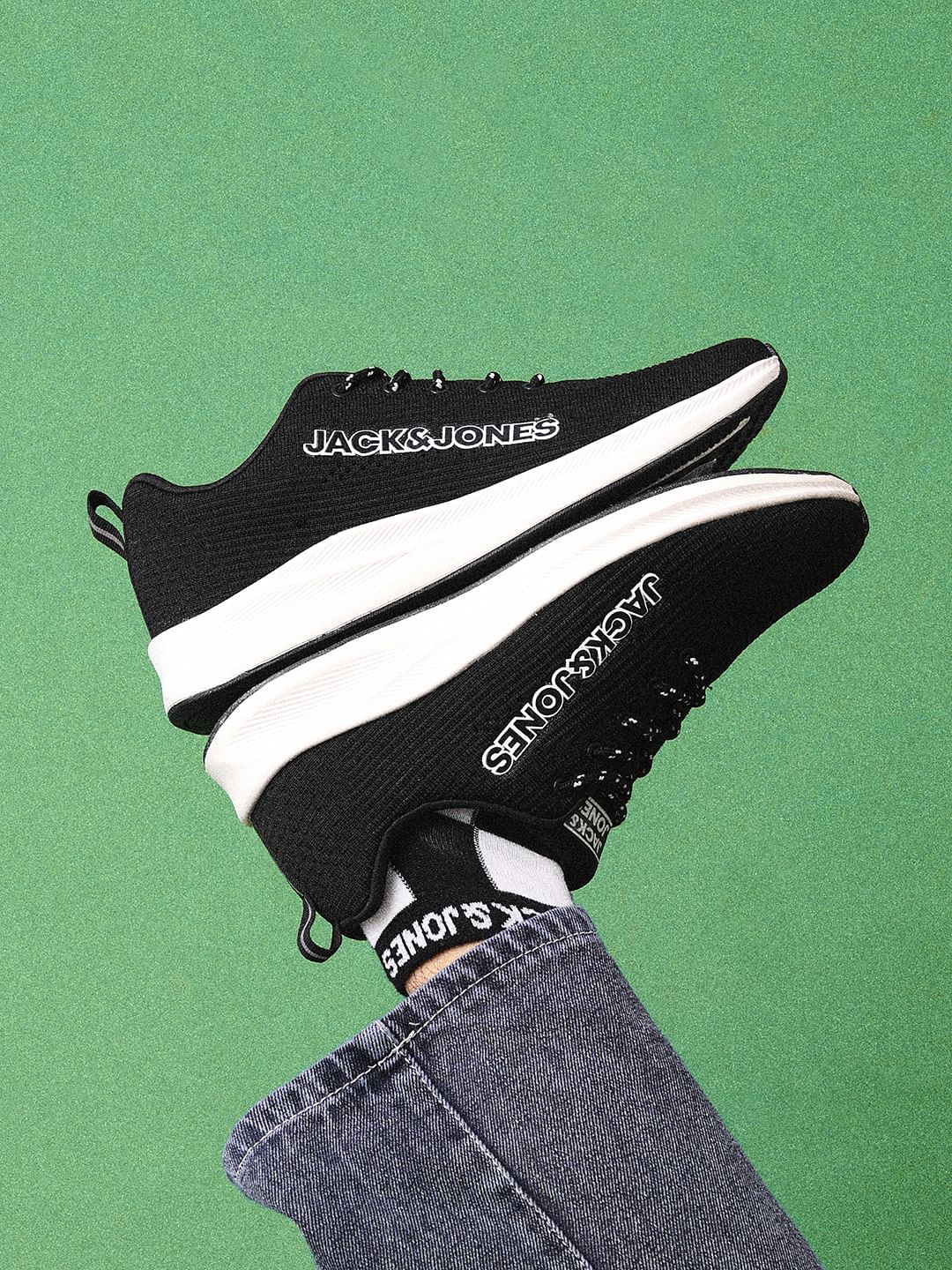 Black Mesh Lace-Up Sneakers