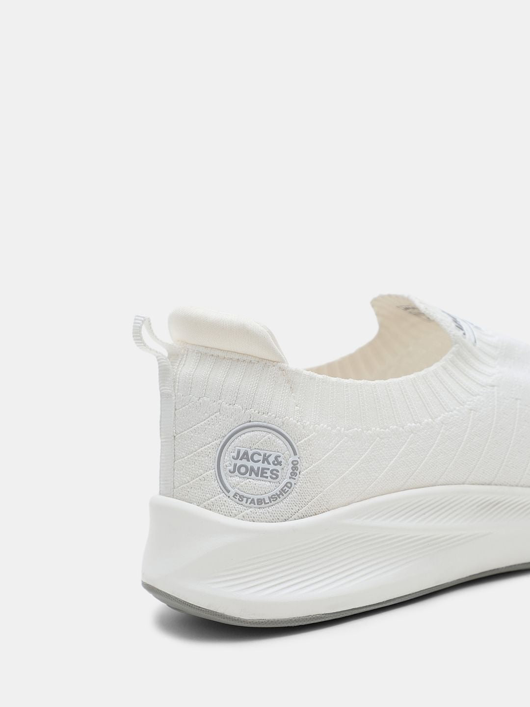 White Knitted Slip On Sneakers