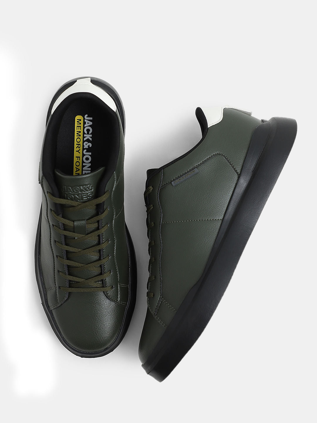 Olive Premium Lace-Up Sneakers