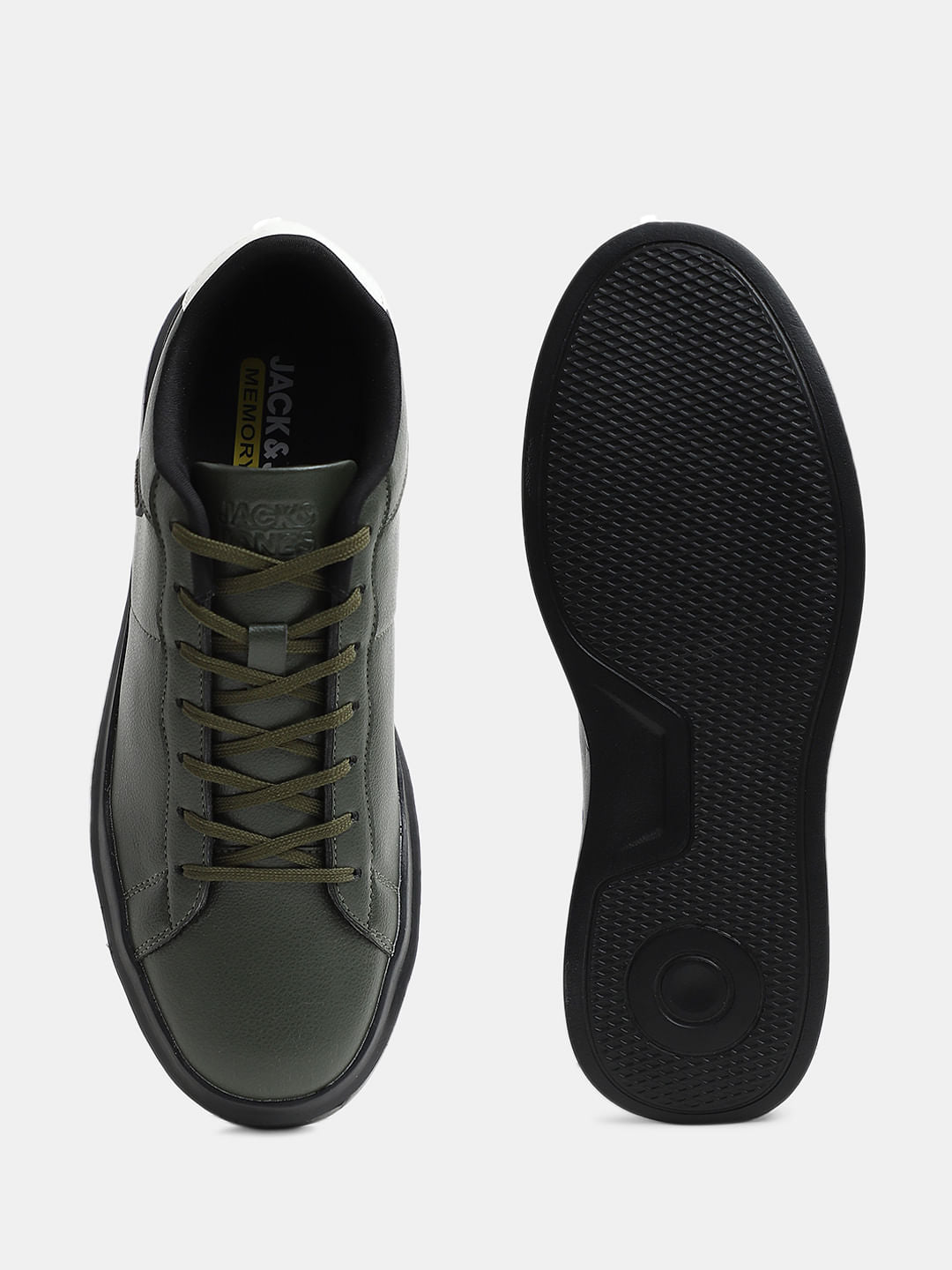 Olive Premium Lace-Up Sneakers