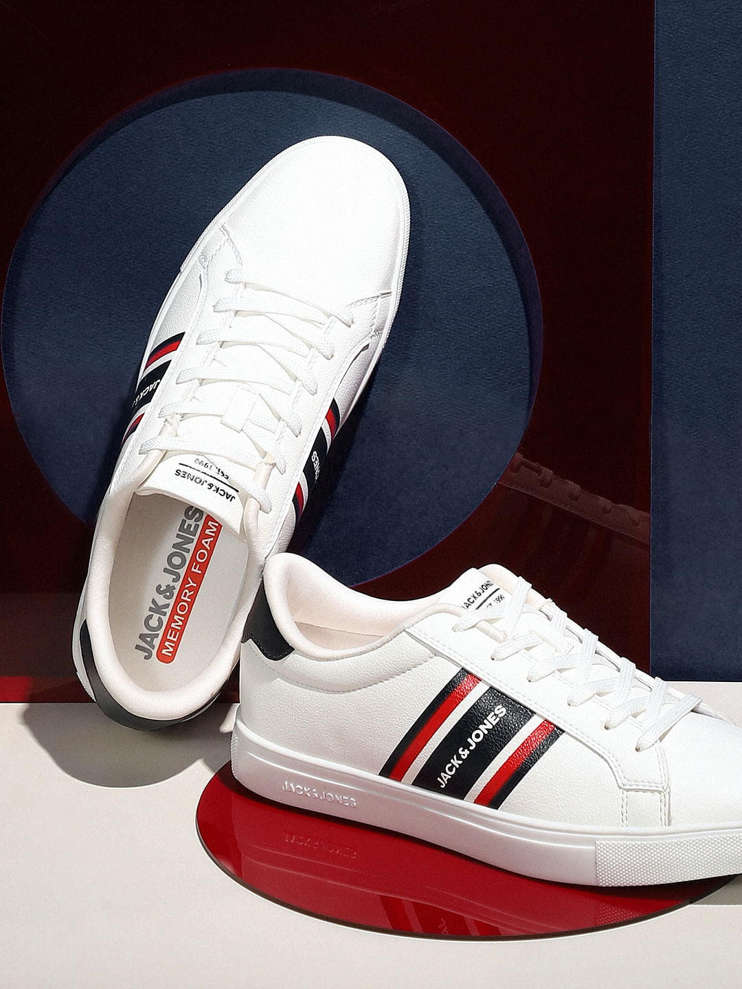 White Logo Print Sneakers