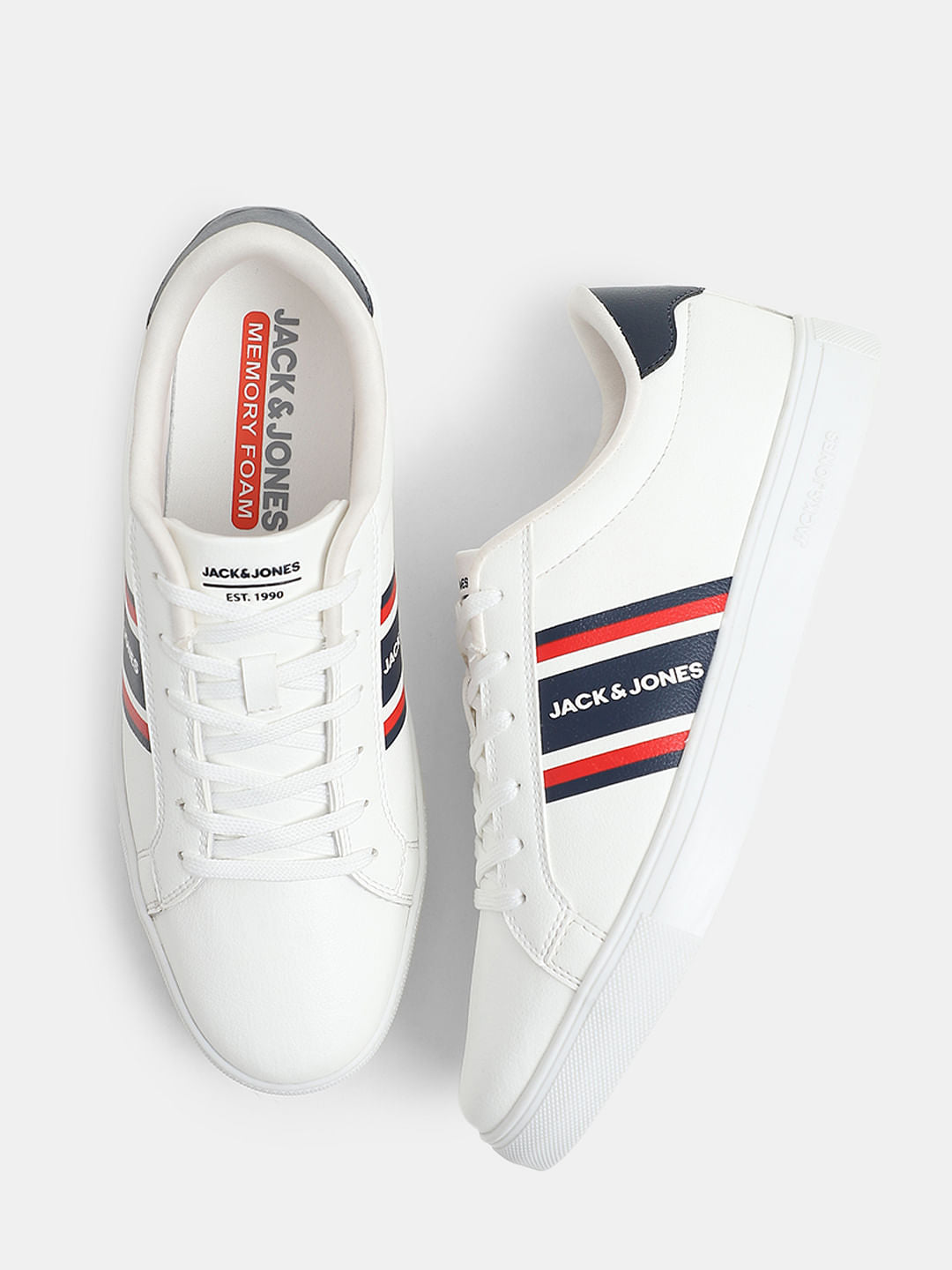 White Logo Print Sneakers
