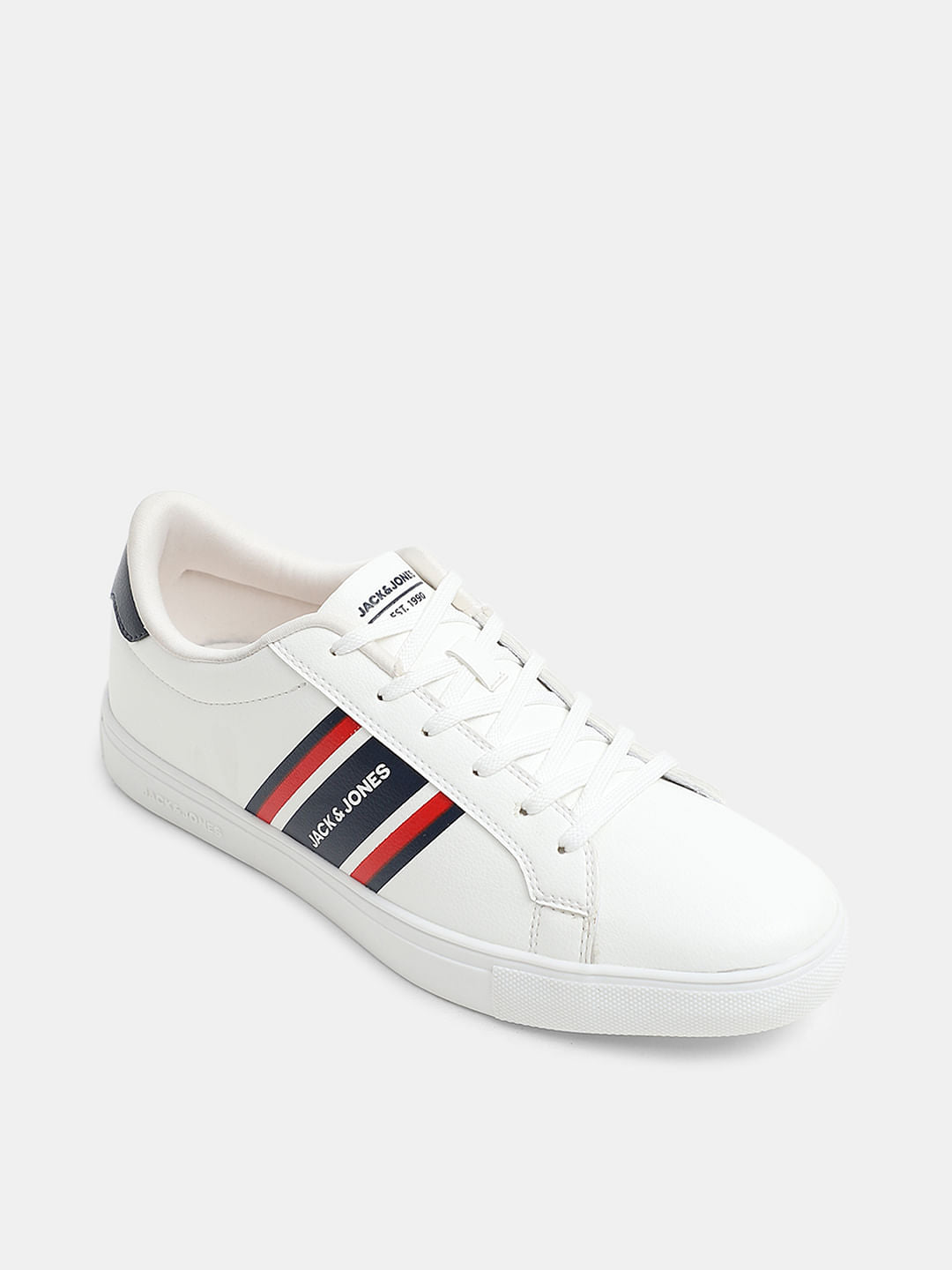 White Logo Print Sneakers
