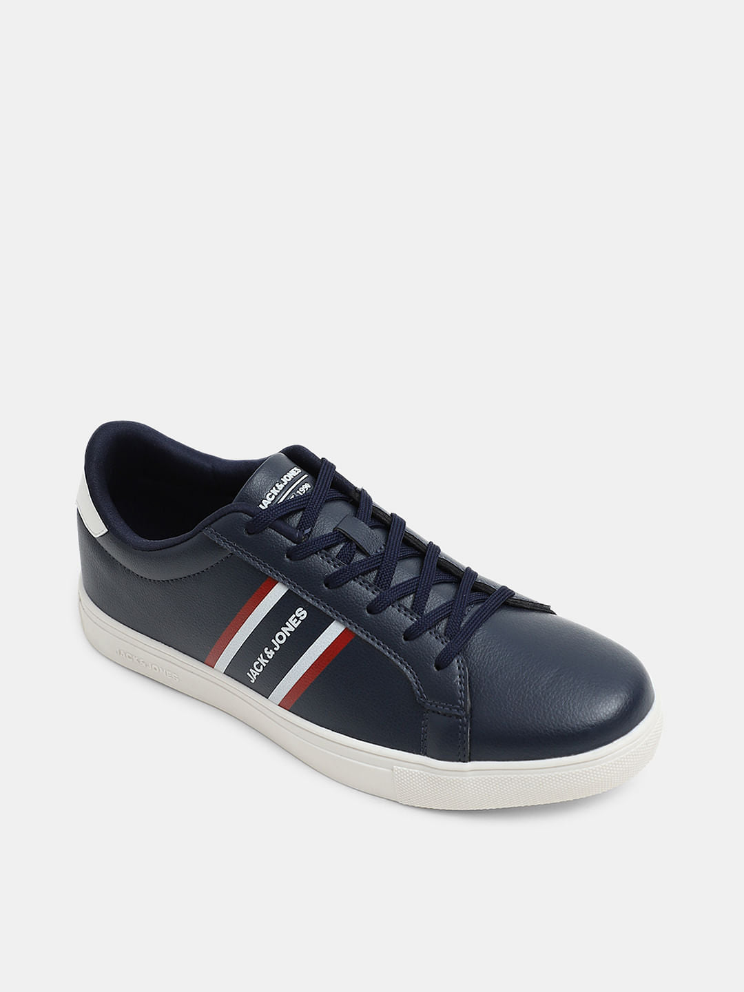 Navy Blue Logo Print Sneakers