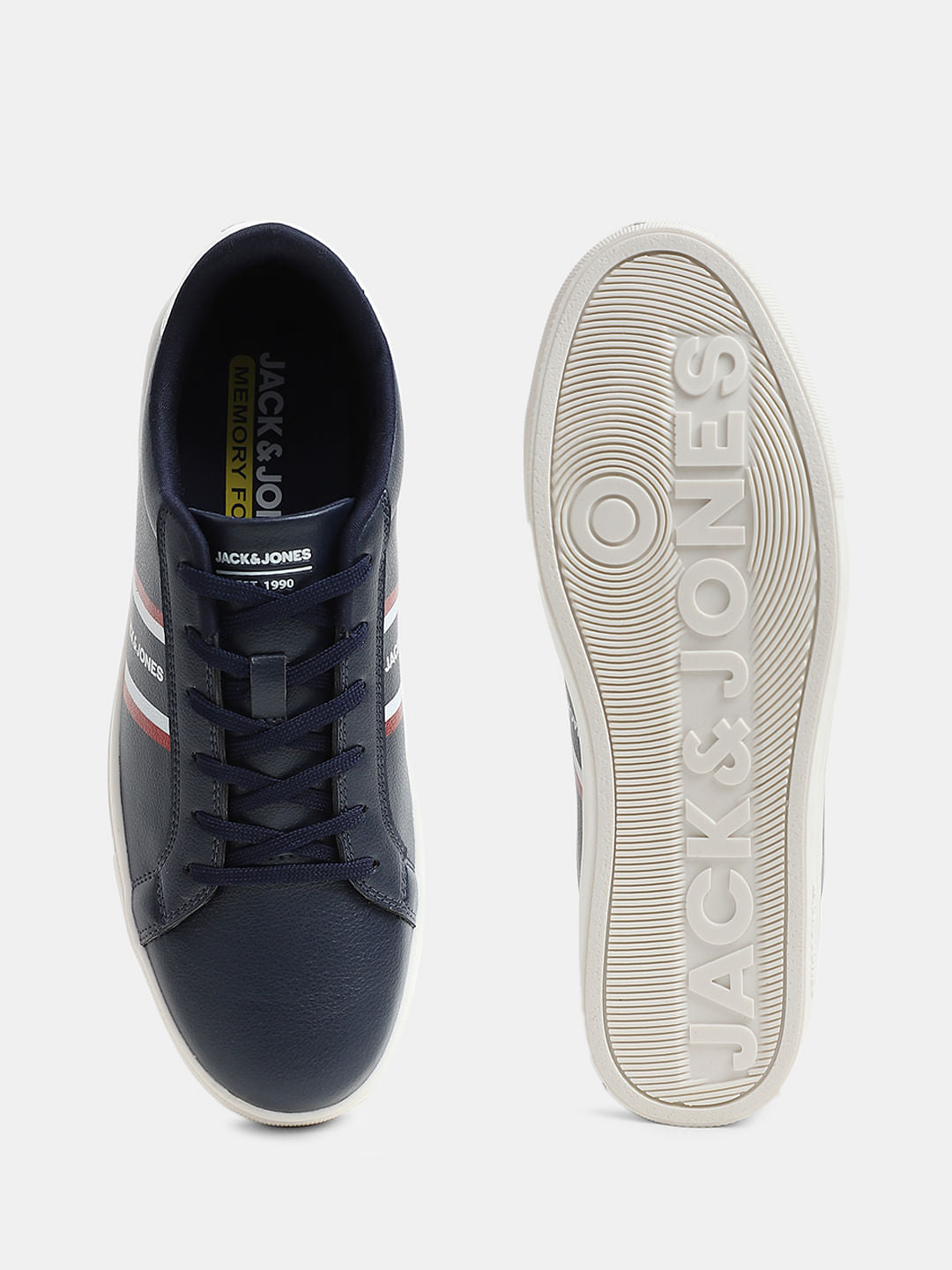 Navy Blue Logo Print Sneakers