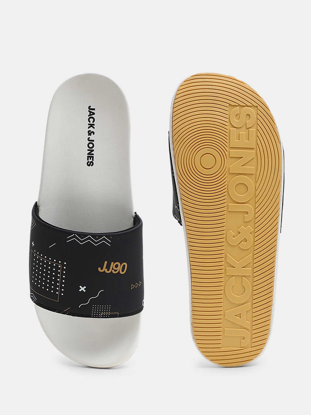 Yellow & White Printed Sliders