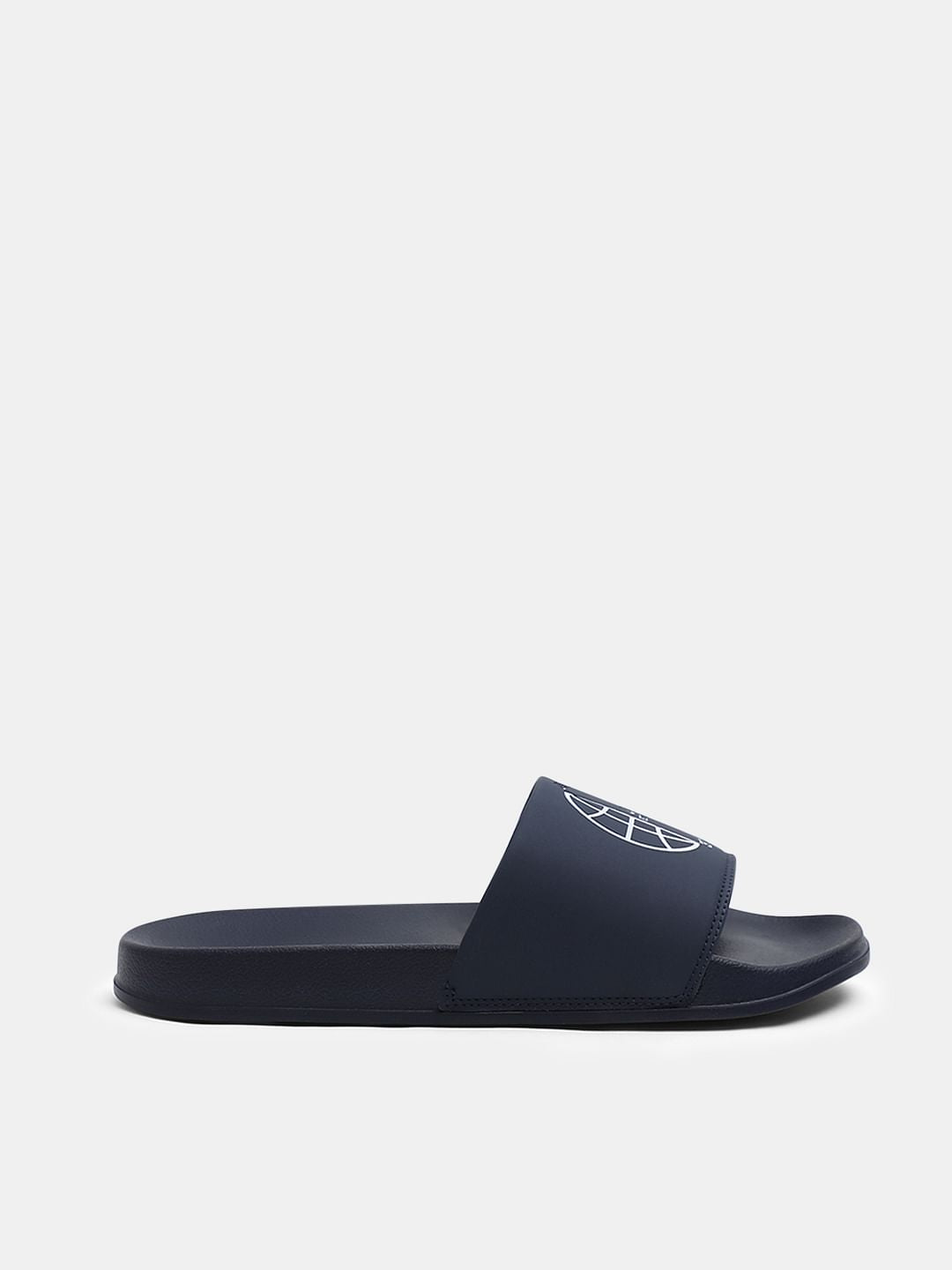 Dark Blue Logo Print Sliders