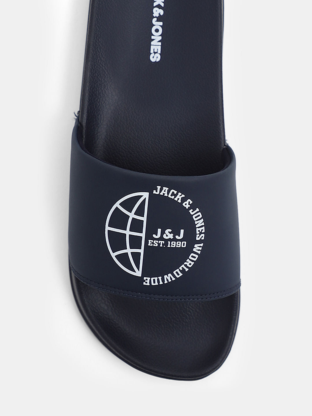 Dark Blue Logo Print Sliders