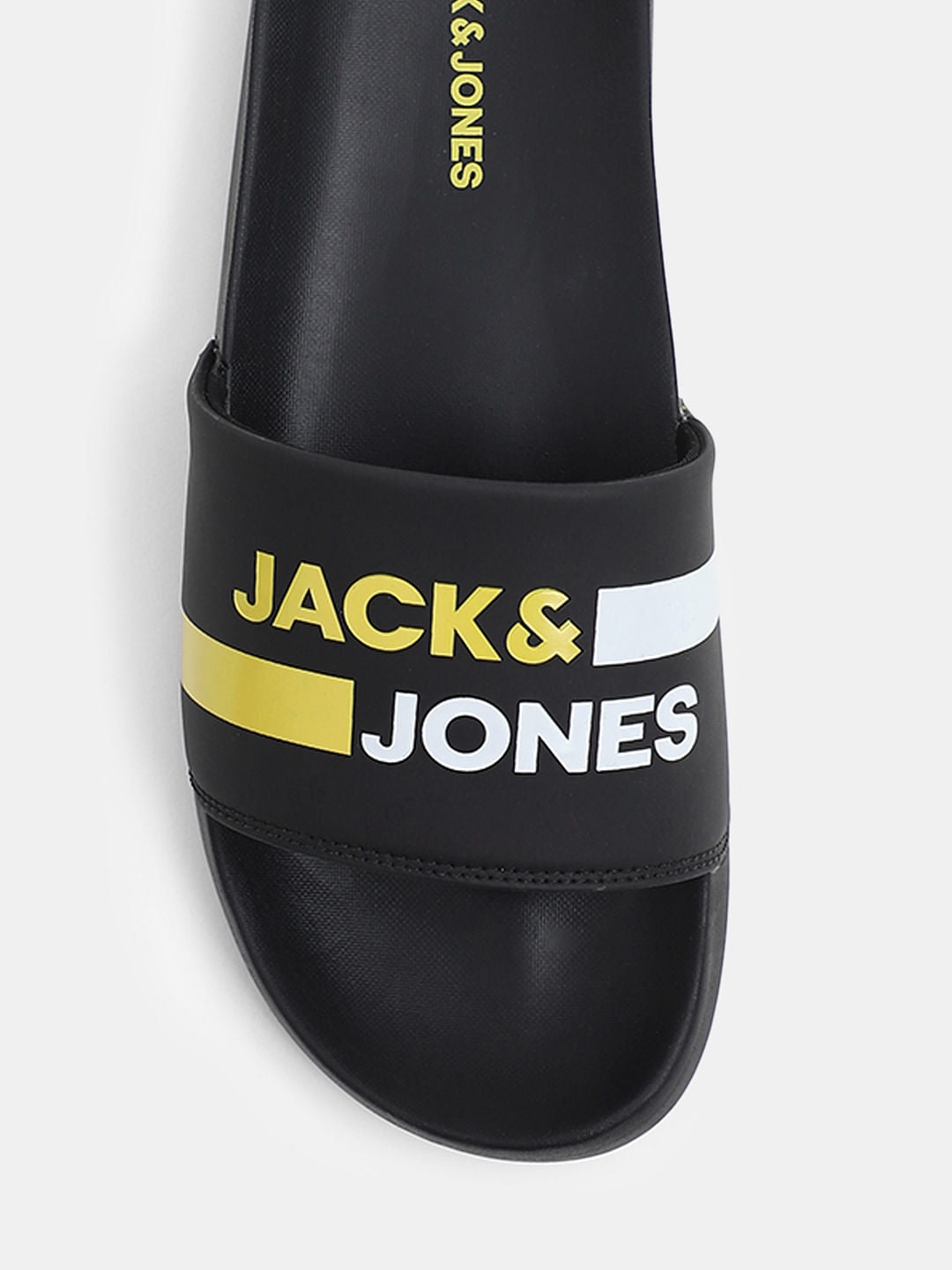 Black Striped Logo Print Sliders