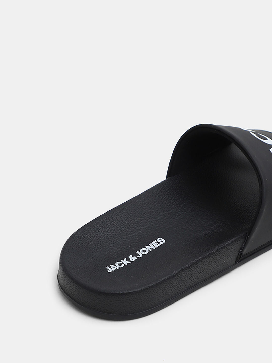 Black Logo Print Pool Sliders