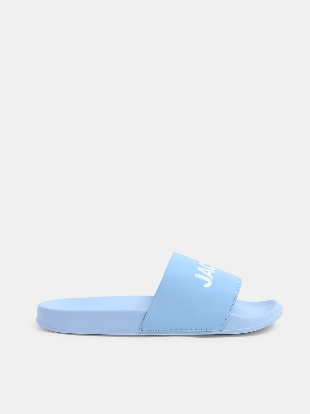Light Blue Logo Print Pool Sliders