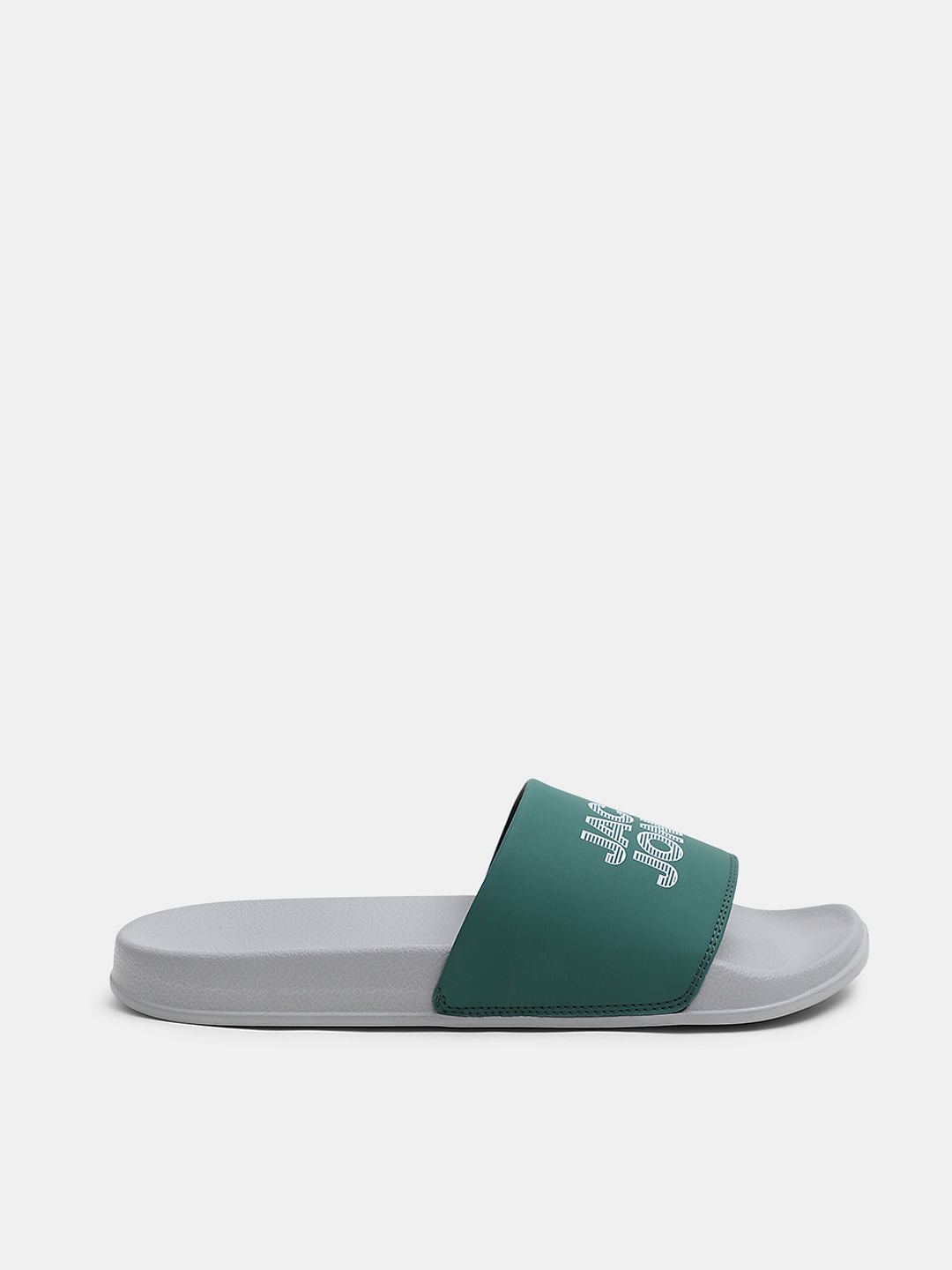 Green & Grey Logo Print Sliders