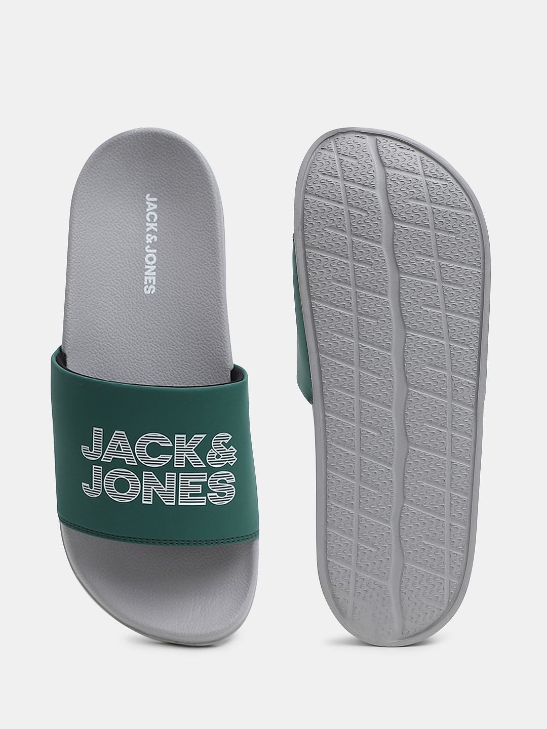 Green & Grey Logo Print Sliders